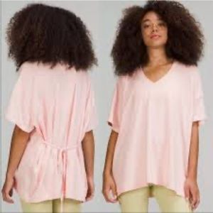 EUC lululemon Side Tie V-Neck T-Shirt size 6  pink mist